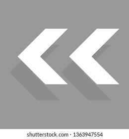Arrow icon isolated on gray background. Trendy arrow icon in flat style for web site. Creative white arrow left direction. Template for app and ui. Vector illustration
