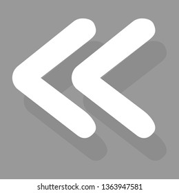 Arrow icon isolated on gray background. Trendy arrow icon in flat style for web site. Creative white arrow left direction. Template for app and ui. Vector illustration