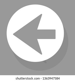 Arrow icon isolated on gray background. Trendy arrow icon in flat style for web site. Creative white arrow left direction. Template for app and ui. Vector illustration