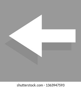 Arrow icon isolated on gray background. Trendy arrow icon in flat style for web site. Creative white arrow left direction. Template for app and ui. Vector illustration