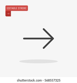 Icono de flecha aislado en fondo gris para el diseño de tu sitio web, logotipo, aplicación, interfaz de usuario. Trazo editable. Ilustración del vector, EPS10.