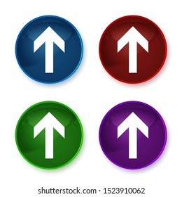 Up arrow icon isolated on shiny round buttons set illustration