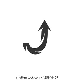 Up arrow icon isolated on a white background. Logo silhouette design template. Simple symbol concept in flat style. Abstract sign, pictogram for web, mobile and infographics - stock vector