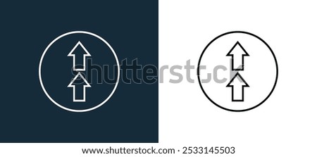 up arrow icon isolated on white and black colors. up arrow outline linear vector icon from arrow collection for mobile apps, web and ui.
