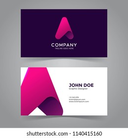 Arrow Icon & Letter A Symbol Business Card Template