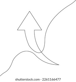 Arrow icon line continuous drawing vector. One line Arrow icon vector background. Arrow icon. Continuous outline of a Arrow icon.