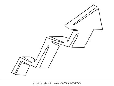 Arrow icon line continuous drawing vector. One line Arrow icon vector background. Arrow icon. Continuous outline of a Arrow icon.	