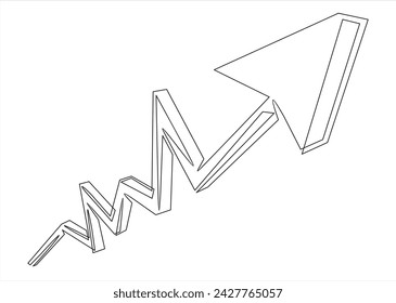 Arrow icon line continuous drawing vector. One line Arrow icon vector background. Arrow icon. Continuous outline of a Arrow icon.	