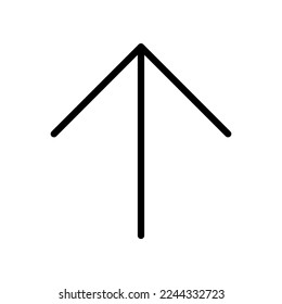 Flecha hacia arriba línea de icono aislada en fondo blanco. Icono delgado plano negro sobre el estilo de contorno moderno. Símbolo lineal y trazo editable. Ilustración vectorial de trazo simple y de píxel perfecto. 