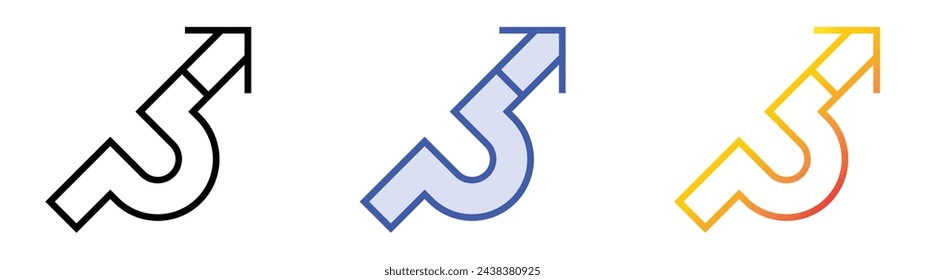 arrow icon. Linear, Blue Fill and Gradient Style Design Isolated On White Background