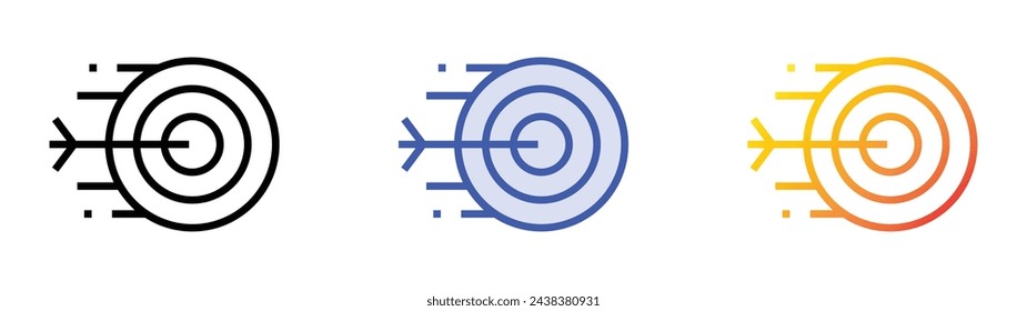 icono de flecha. Diseño de estilo de relleno lineal, azul y degradado aislado sobre fondo blanco