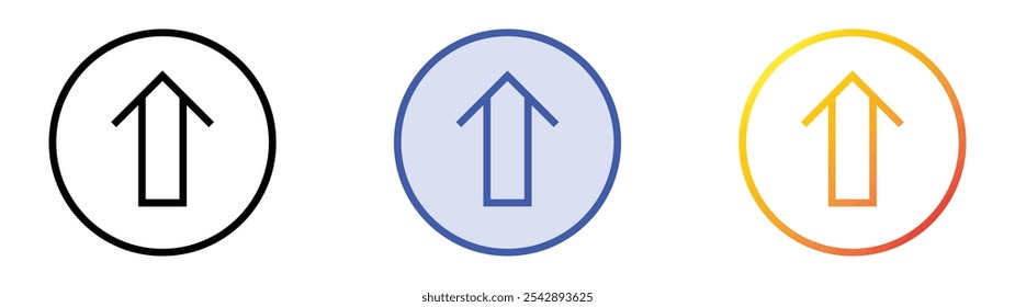 Icono de flecha arriba. Lineal, relleno azul y diseño de estilo degradado aislado sobre fondo blanco