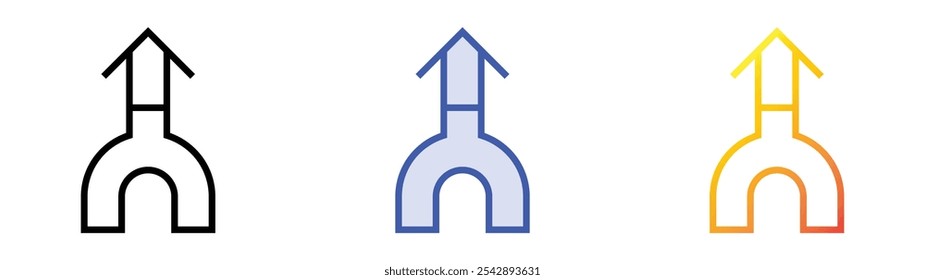 ícone de seta para cima. Design de estilo linear, preenchimento azul e gradiente isolado em plano de fundo branco