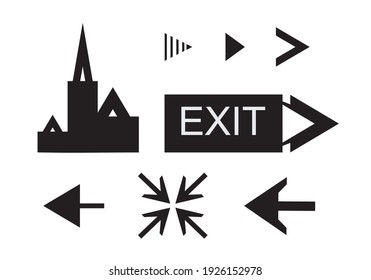 arrow icon and location marker vector building