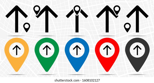 Up arrow icon in location set. Simple glyph, flat illustration element of arrow theme icons