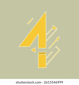 arrow icon logo concept with various shapes and elements of numbers and letters trending in 2025