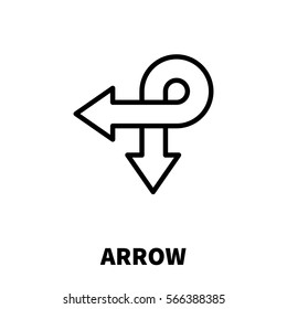 Arrow icon or logo in modern line style. High quality black outline pictogram for web site design and mobile apps. Vector illustration on a white background.