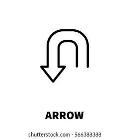 Arrow icon or logo in modern line style. High quality black outline pictogram for web site design and mobile apps. Vector illustration on a white background.