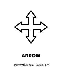 Arrow icon or logo in modern line style. High quality black outline pictogram for web site design and mobile apps. Vector illustration on a white background.