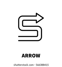 Arrow icon or logo in modern line style. High quality black outline pictogram for web site design and mobile apps. Vector illustration on a white background.