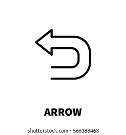 Arrow icon or logo in modern line style. High quality black outline pictogram for web site design and mobile apps. Vector illustration on a white background.
