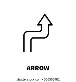 Arrow icon or logo in modern line style. High quality black outline pictogram for web site design and mobile apps. Vector illustration on a white background.