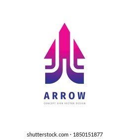 Arrow icon logo template design element. Leadership concept sign. Business investment trend creative sign. Communication symbol. Progress strategy development. Vector illustration. 