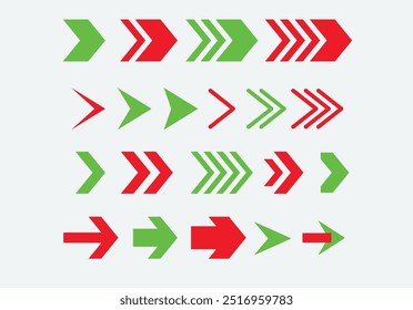 arrow icon logotype direction red green vector illustration