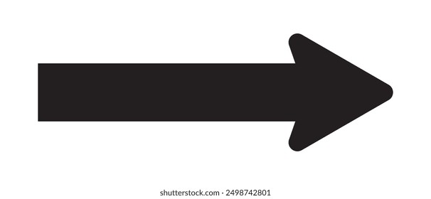 Pfeilsymbol. Langzeilenpfeilvektor. flaches Pfeilsymbol. einfaches Pfeilsymbol auf weißem Hintergrund.