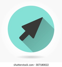 Arrow  icon with long shadow, flat design. Vector illustration.