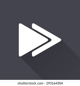 Arrow icon with a long shadow on a black background. Vector illustration.