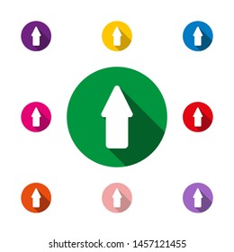 Up arrow icon with long shadow, simple flat design