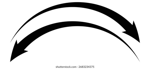 Icono de flecha, icono de flecha larga, icono de flecha larga curva ondulada. Icono de flecha larga arriba y abajo.