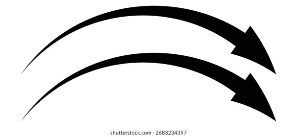 Pfeilsymbol, langes Pfeilsymbol, wellenförmig gekrümmtes langes Pfeilsymbol nach oben und unten langes Pfeilsymbol.