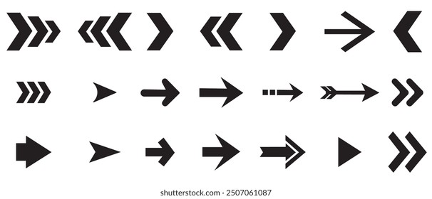 Arrow icon. Mega set of vector arrows. Set of black vector arrows. Simple arrows big set. Collection different Arrows on flat style. Vector illustration.