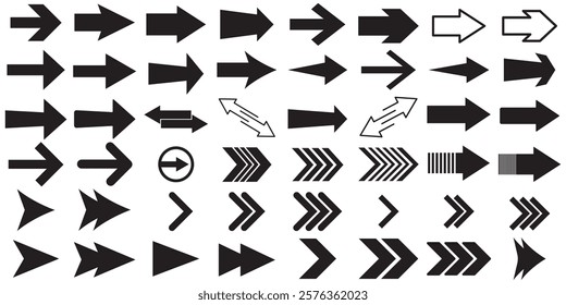 Arrow icon. Mega set of vector arrows. Arrows set icon in black color. Arrow vector collection . Vector illustration. Modern and simple arrows.