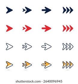Arrow icon. Mega set of vector arrows. Black arrows icons. Arrow vector collection. Set different cursor arrow direction symbols in flat style. Modern simple arrows