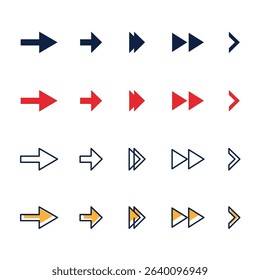 Arrow icon. Mega set of vector arrows. Black arrows icons. Arrow vector collection. Set different cursor arrow direction symbols in flat style. Modern simple arrows