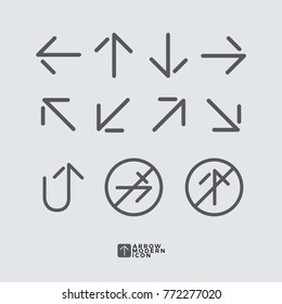 Arrow Icon Modern Flat Style Isolated On Grey Background. Arrows Design For Web, Signage, Symbol, Icon And Pictogram