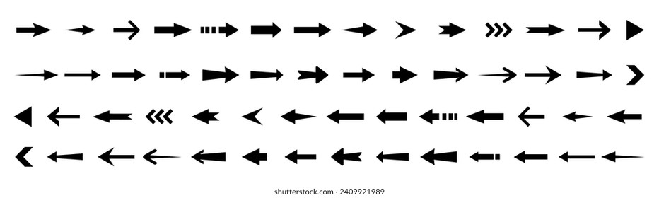 Arrow icon. Modern simple arrows. Collection different arrows on flat style for web design or interface.  Set of arrows. Vector illustration.