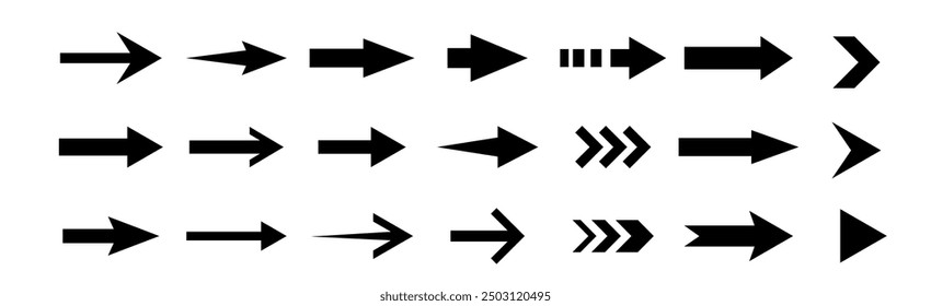 Arrow icon. Modern simple arrows. Collection different arrows on flat style for web design or interface.  Set of arrows. Vector illustration.