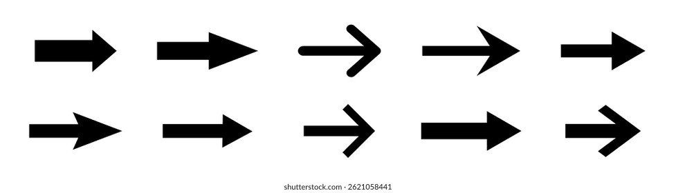 Arrow icon. Modern simple arrows. Collection different arrows on flat style for web design or interface.  Set of arrows. Vector illustration.