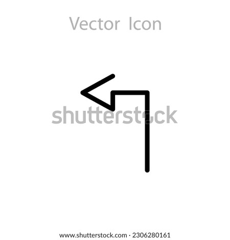 Arrow icon. Movement in the left. left turn, line sign on white background, editable stroke vector illustration.eps