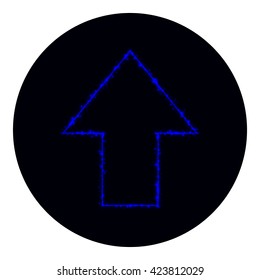 Arrow icon of navy lights on black background. Neon vector icon