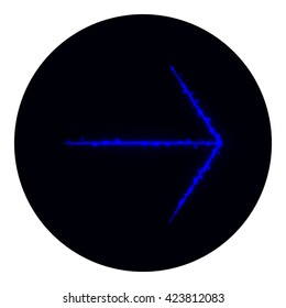 Arrow icon of navy lights on black background. Neon vector icon