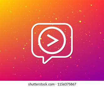 Arrow icon. Next navigation symbol. Soft color gradient background. Speech bubble with flat icon. Vector