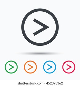 Arrow icon. Next navigation symbol. Colored flat web icon on white background. Vector