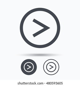 Arrow icon. Next navigation symbol. Circle buttons with flat web icon on white background. Vector