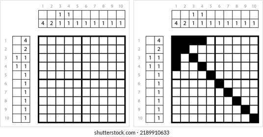 Arrow Icon Nonogram Pixel Art, Graphical Symbol, Pictogram Used To Point Or Indicate Direction Vector Art Illustration, Logic Puzzle Game Griddlers, Pic-A-Pix, Picture Paint By Numbers, Picross