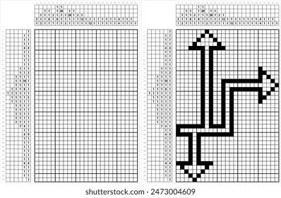 Arrow Icon Nonogram Pixel Art, Graphical Symbol, Pictogram Used To Point Or Indicate Direction Vector Art Illustration, Logic Puzzle Game Griddlers, Pic-A-Pix, Picture Paint By Numbers, Picross